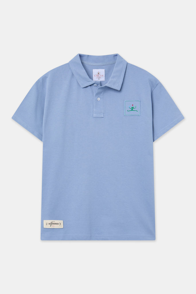 Azul lluvia polo - frontal The Circus Clothing
