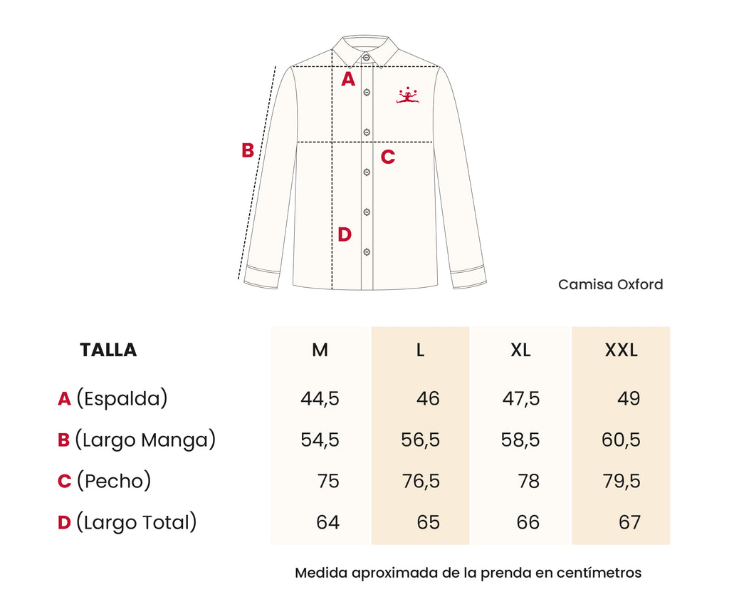 guia talla camisa oxford blanca circus clothing