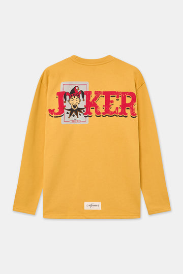 Sudadera Joker2 mostaza oversize unisex de algodón - espalda sin modelo The Circus Clothing
