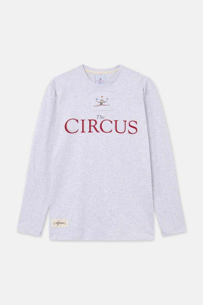 Camiseta manga larga Patch gris de algodón orgánico unisex - frontal sin modelo The Circus Clothing