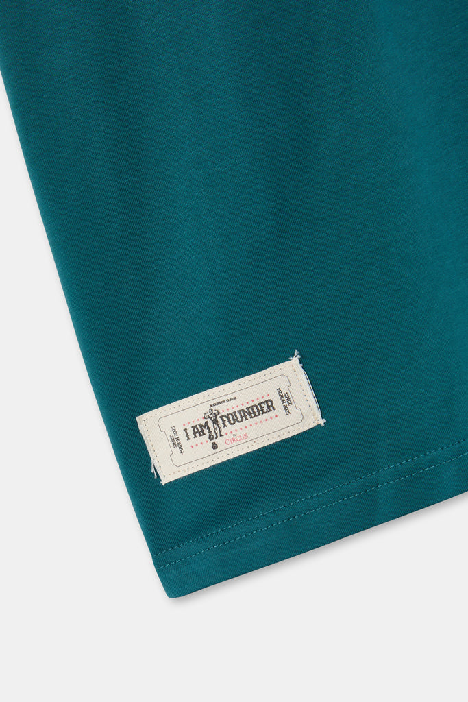 Camiseta Show pagoda de algodón orgánico unisex - detalle etiqueta patch founders