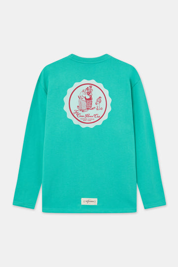 Sudadera The Circus&co turquesa oversize unisex de algodón - frontal sin modelo The Circus Clothing