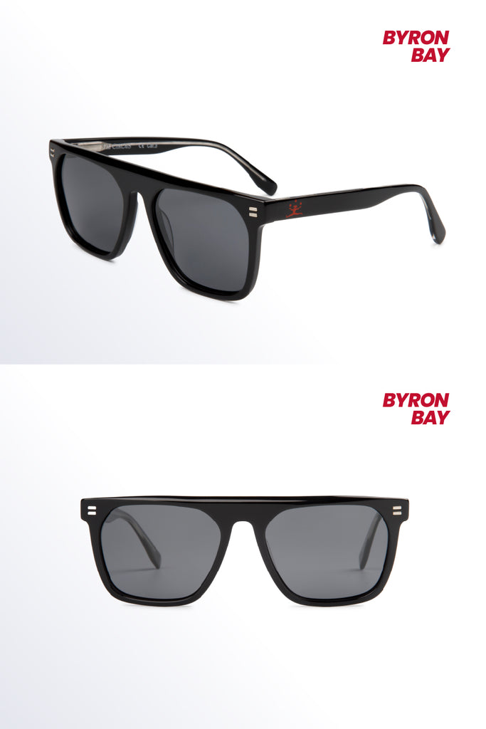 byron bay black gafas - frontal y lateral The Circus Clothing
