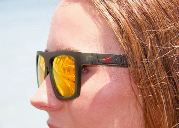 ipanema beach orange gafas - lateral en modelo The Circus Clothing
