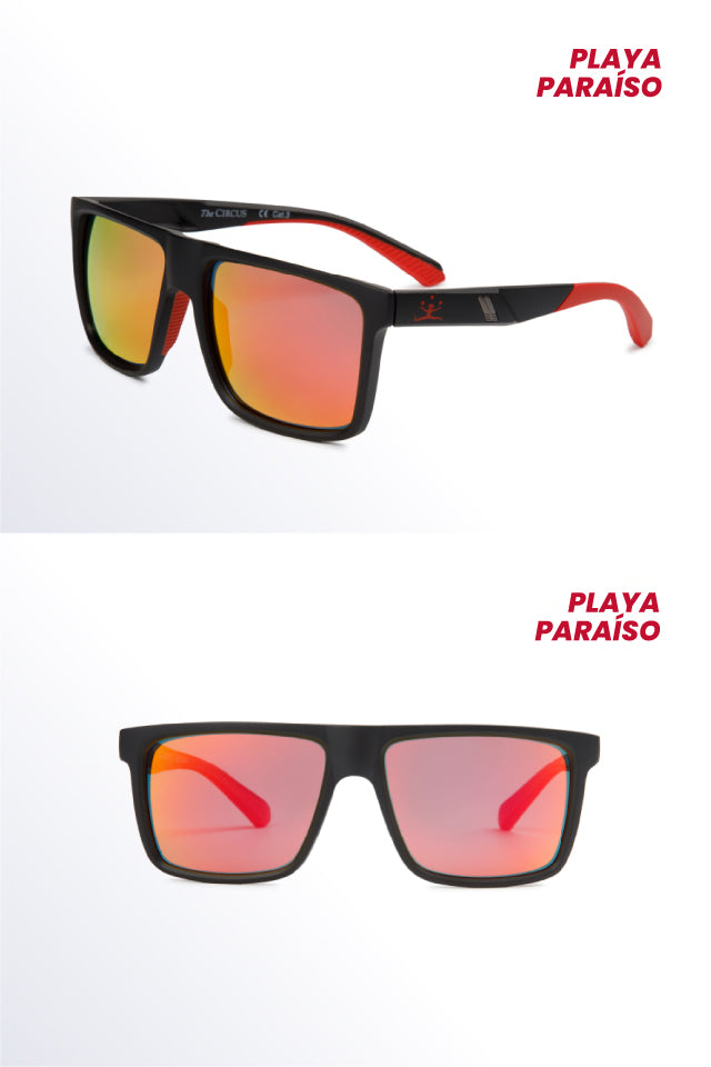 playa paraiso orange gafas - frontal y lateral The Circus Clothing
